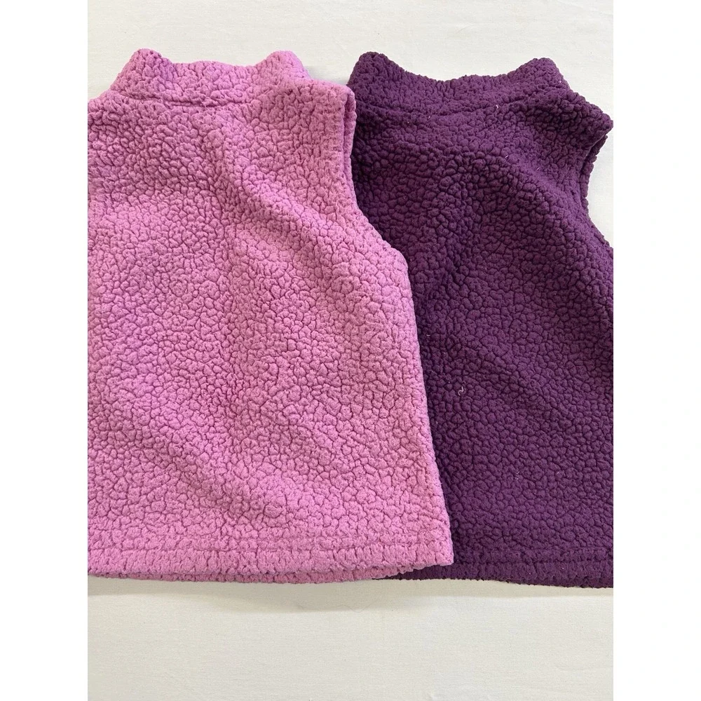 Two Vintage Y2K Xhilaration Sherpa Fleece Mock Neck Pull Over Vest Size 4/5 Kids